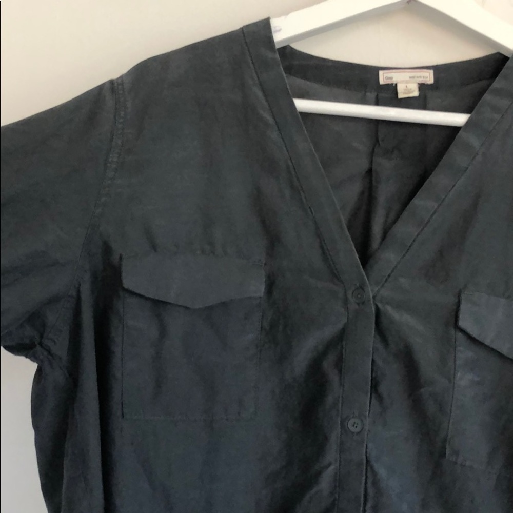 Flared Grey silk/cotton Charcoal Grey Blouse GAP - Picture 2 of 3